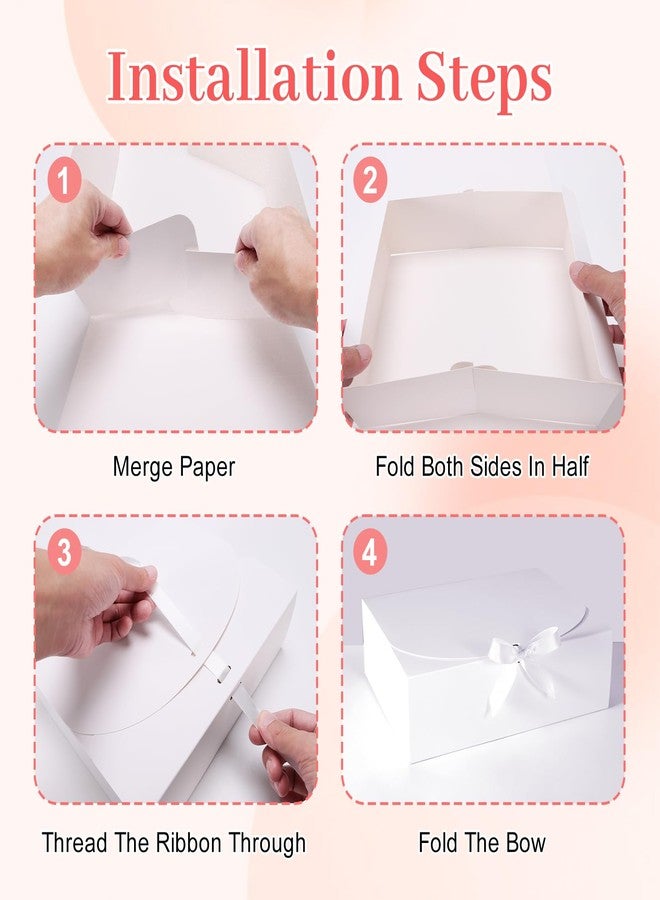 Loccmat 10 Pcs Gift Boxes With Lids, Bridesmaid Proposal Box With Ribbon, White Paper Gift Box for Wedding, Birthday, Christmas Party, 10.6''x7.8''x3.1'' - Image 5
